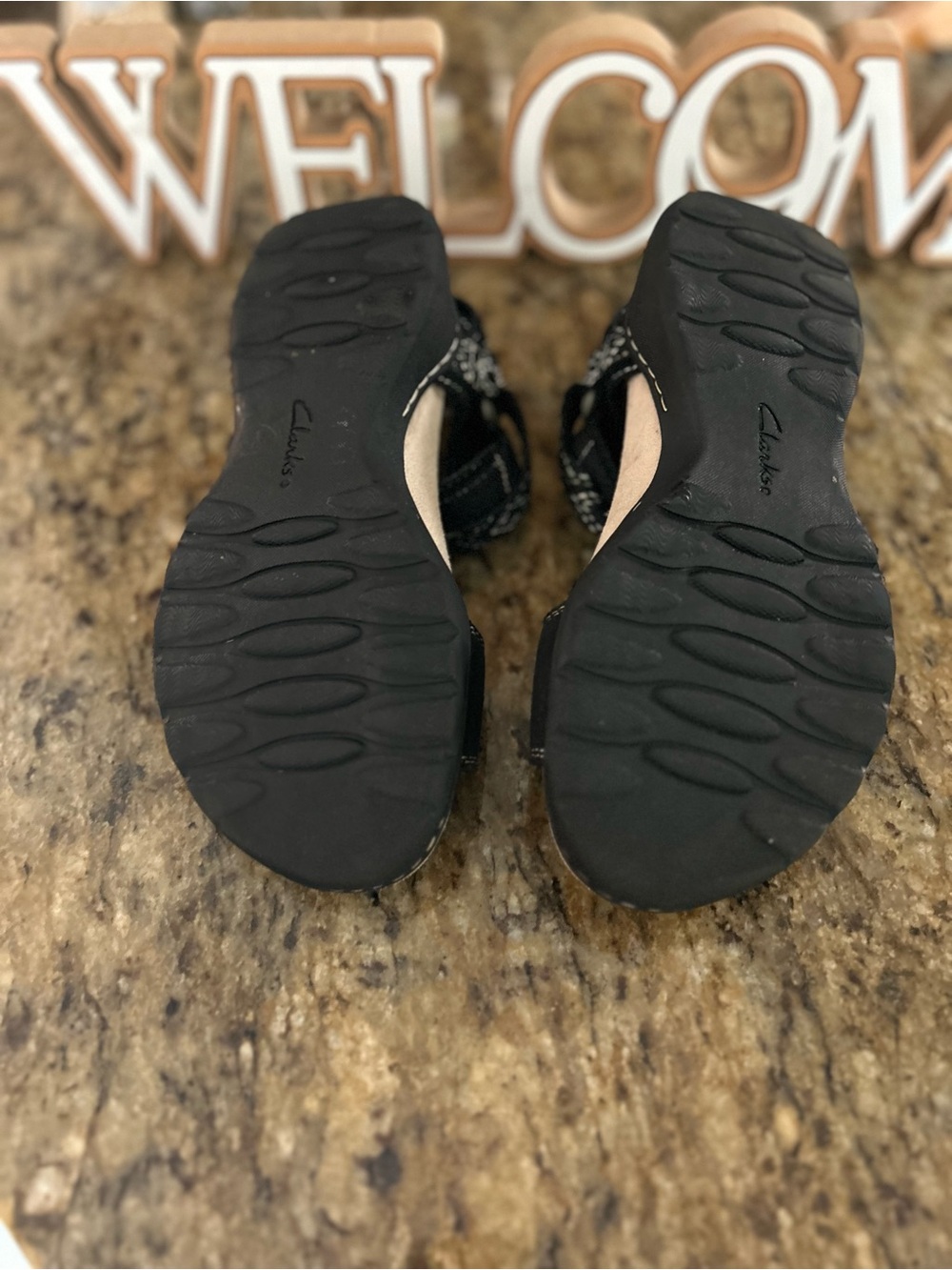 Clarks Black Open-Toe Adjustable Sandals - Picture 8 of 9